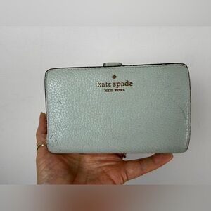 Kate Spade Pebbled Leather Zip Around Wallet Ice Blue